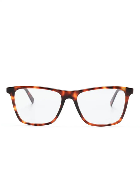  Zegna Tortoiseshell-effect Rectangle-frame Glasses - Brown 