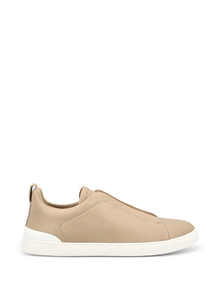  Zegna Triple-stitch Leather Sneakers - Neutrals 