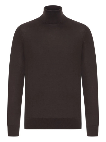  Zegna Turtleneck Ribbed-hem Sweater - Brown 