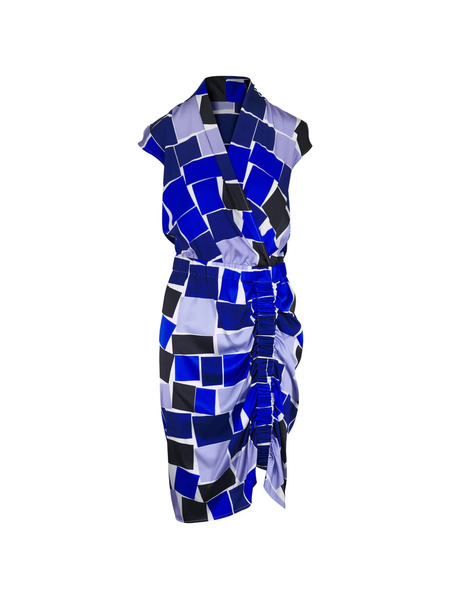  Zero + Maria Cornejo Printed Draped Silk Midi Dress - Blue 