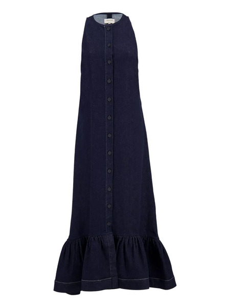  Zeus+dione Ruffled Denim Maxi Dress - Blue 