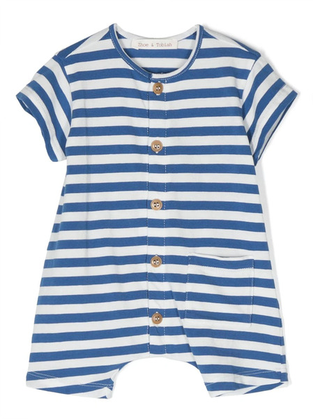  Zhoe & Tobiah Striped Buttoned Shorties - Blue 