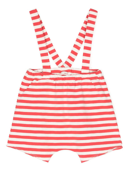  Zhoe & Tobiah Striped Dungaree Shorties - Red 