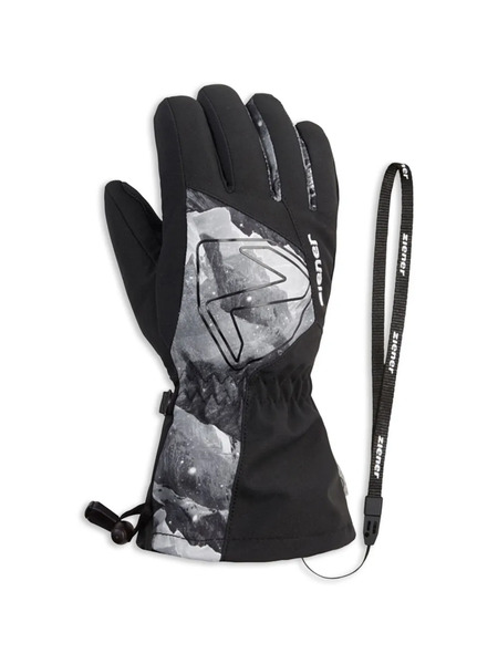  Ziener Mountain Print Gloves - Black 