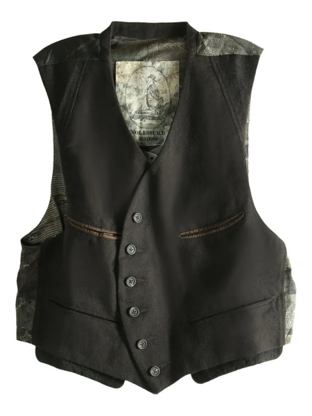  Ziggy Chen Button Wool Gilet - Green 