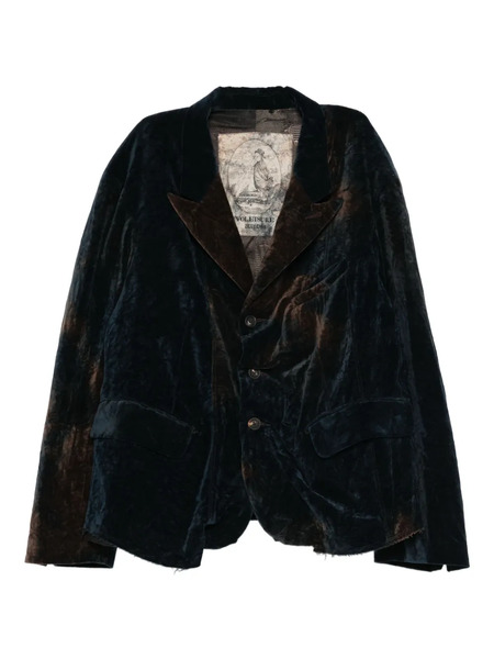  Ziggy Chen Gathered Velvet Blazer - Blue 