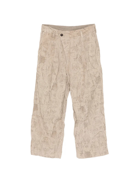  Ziggy Chen Graphic-print Pleated Trousers - Neutrals 