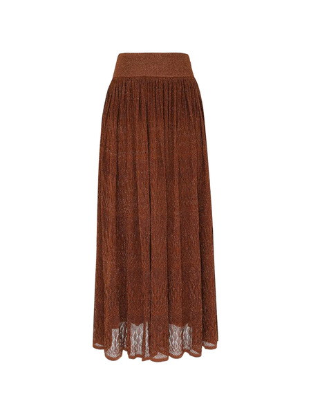  Zimmermann Awaken Metallic Lace Midi Skirt - Brown 