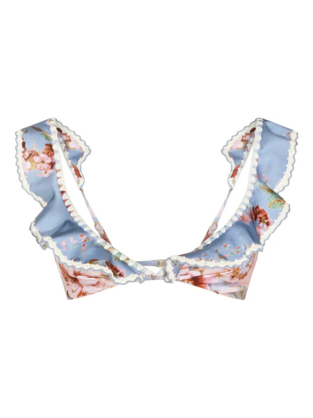  Zimmermann Awaken Ruffled Crochet Bikini Top - Blue 