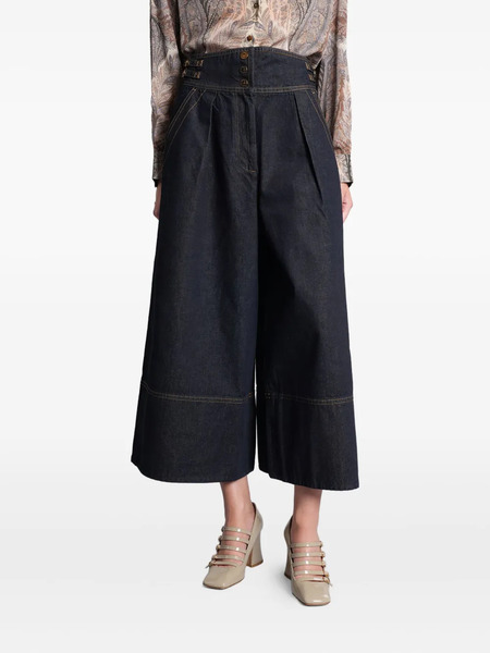  Zimmermann Buckle-detail Pleated Denim Culottes - Blue 