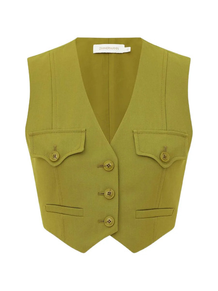  Zimmermann Button-fastening Multi-pocket Waistcoat - Green 
