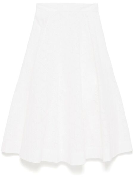  Zimmermann Crush Embroidered Midi Skirt - White 
