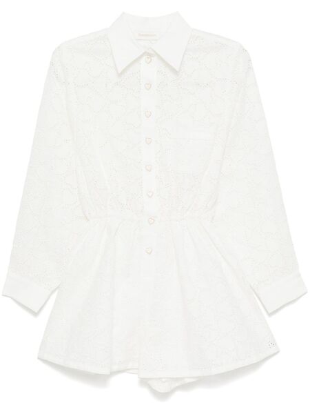  Zimmermann Crush Embroidered Playsuit - White 