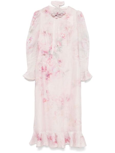 Zimmermann Crush Flower Midi Dress - Pink 