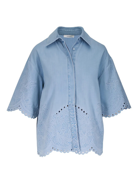  Zimmermann Daylight Floral-embroidered Denim Shirt - Blue 