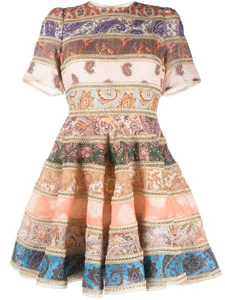  Zimmermann Devi Spliced Mini Dress - Neutrals 