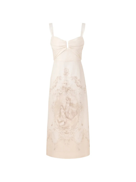  Zimmermann Drape Mermaid-print Midi Dress - Neutrals 