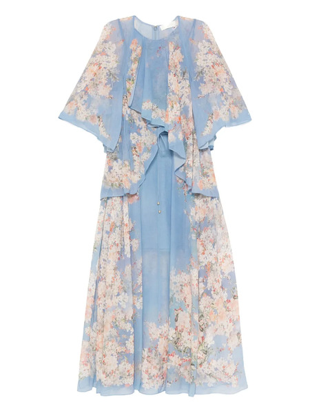  Zimmermann Floral-print Ruffled Dress - Blue 