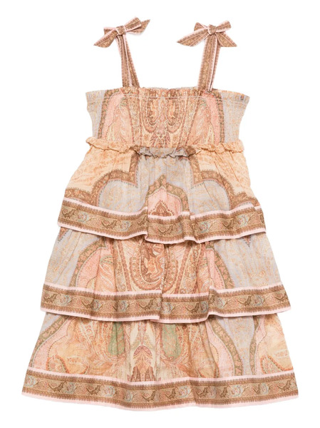  Zimmermann Kids Awaken Tiered Ruffled Dress - Neutrals 