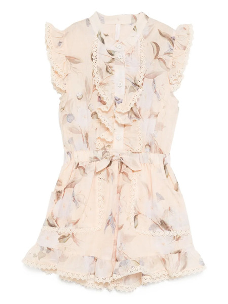  Zimmermann Kids Cascadian Floral-print Playsuits - Neutrals 