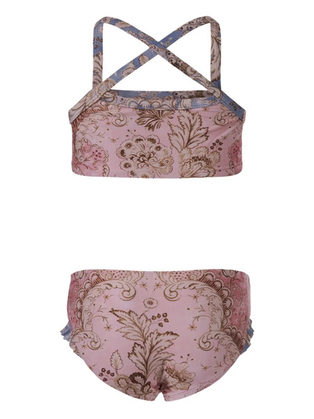  Zimmermann Kids Cross-back Frill Bikini Set - Pink 