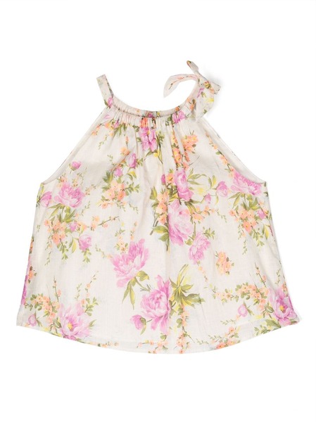  Zimmermann Kids Floral-print Cotton Sleeveless Top - Neutrals 