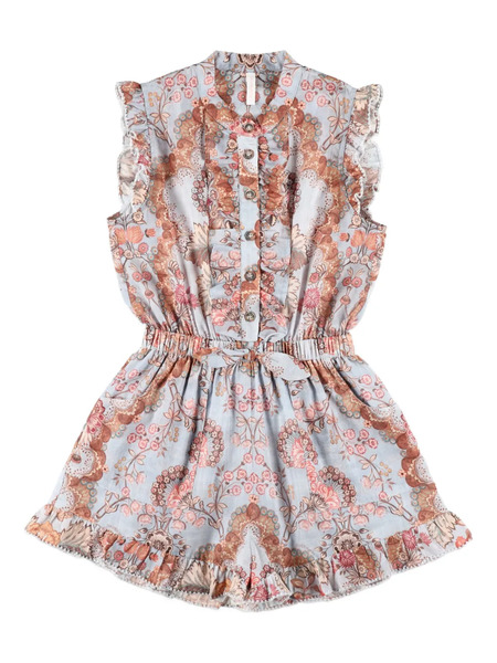 Zimmermann Kids Frilled Floral Jumpsuit - Blue 