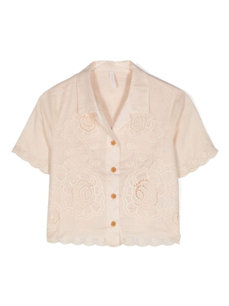  Zimmermann Kids Guipure-lace Cotton Blouse - Neutrals 