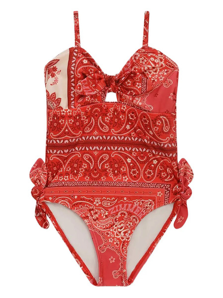  Zimmermann Kids Lucky Knot-paisley Swimsuit - Red 