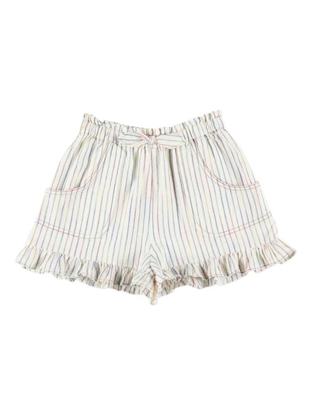  Zimmermann Kids Rhiannon Ruffled Striped Shorts - Neutrals 