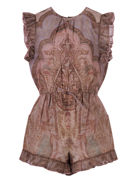  Zimmermann Kids Ruffled Paisley-print Playsuit - Brown 
