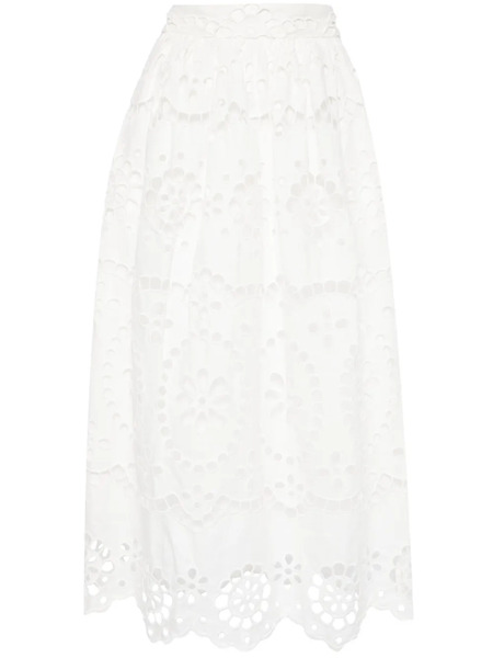  Zimmermann Lexi Embroidered Linen Midi Skirt - White 