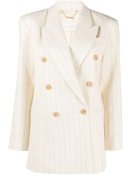  Zimmermann Luminosity Pinstriped Double-breasted Blazer - Neutrals 