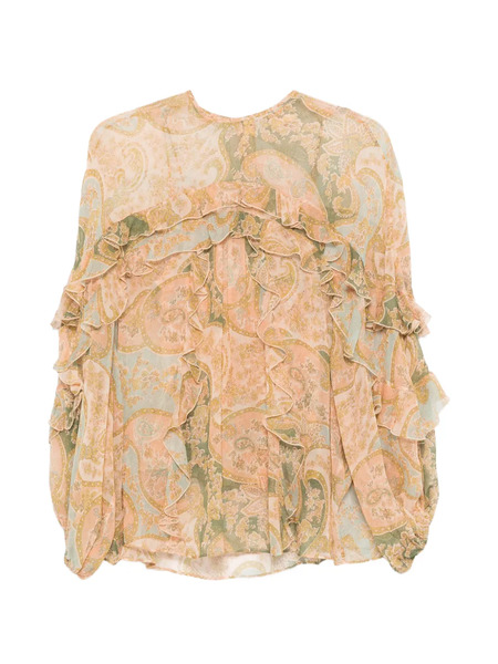  Zimmermann Luna Flutter Ruffled Paisley Blouse - Neutrals 