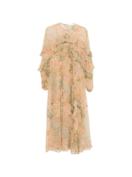  Zimmermann Luna Flutter Ruffled Paisley Dress - Neutrals 