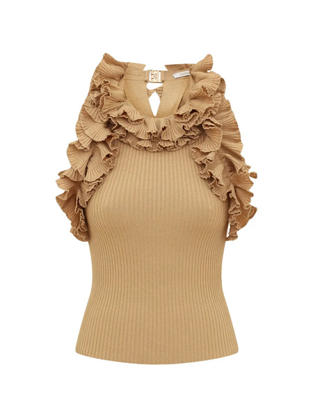  Zimmermann Luna Ruffled-detail Top - Gold 