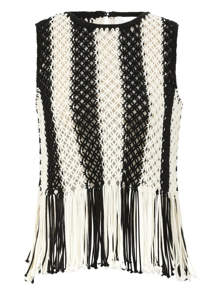  Zimmermann Macramé-fabric Fringed-hem Top - Neutrals 