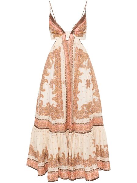  Zimmermann Maxine Plunge Maxi Dress - Neutrals 