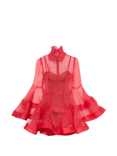  Zimmermann Rebellion Lantern Lace-collar Layered Mini Dress 