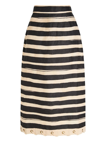  Zimmermann Rebellion Striped Midi Skirt - Black 