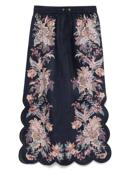  Zimmermann Rhiannon Midi Skirt - Blue 