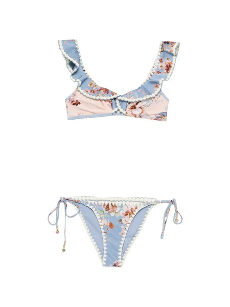  Zimmermann Ruffled Floral Bikini - Blue 