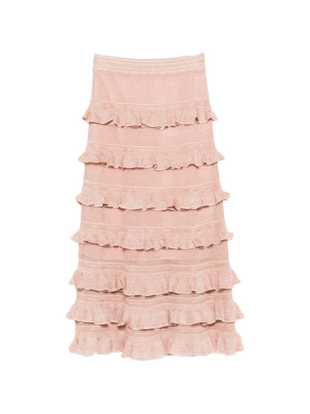  Zimmermann Ruffled Maxi Skirt - Pink 