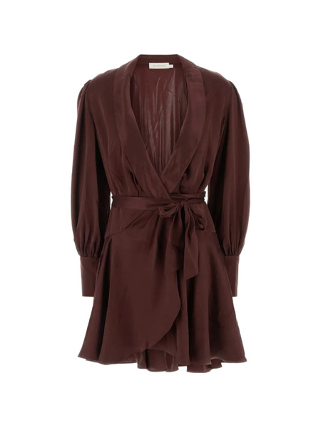  Zimmermann Ruffled Silk Mini Dress - Brown 