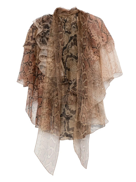  Zimmermann Ruffled Snakeskin-print Blouse - Brown 