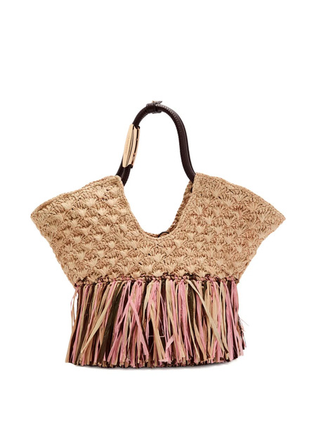  Zimmermann Small Goldentime Fringed Raffia Tote Bag - Neutrals 