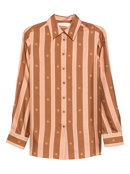  Zimmermann Stripe Floral-print Shirt - Orange 