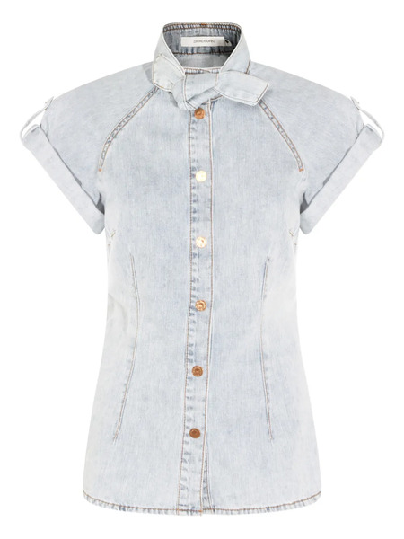  Zimmermann Tie-neck Buttoned Top - Blue 