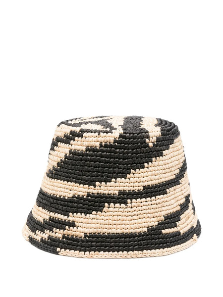  Zimmermann Zebra-pattern Raffia Hat - Black 