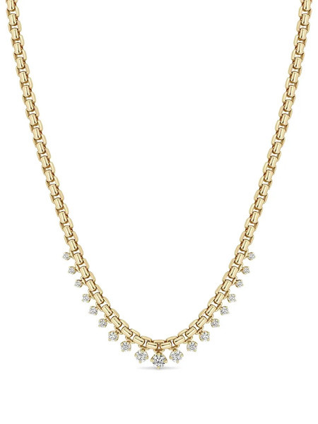  Zoë Chicco 14k Gold Graduated Diamond And Sapphire Necklace 